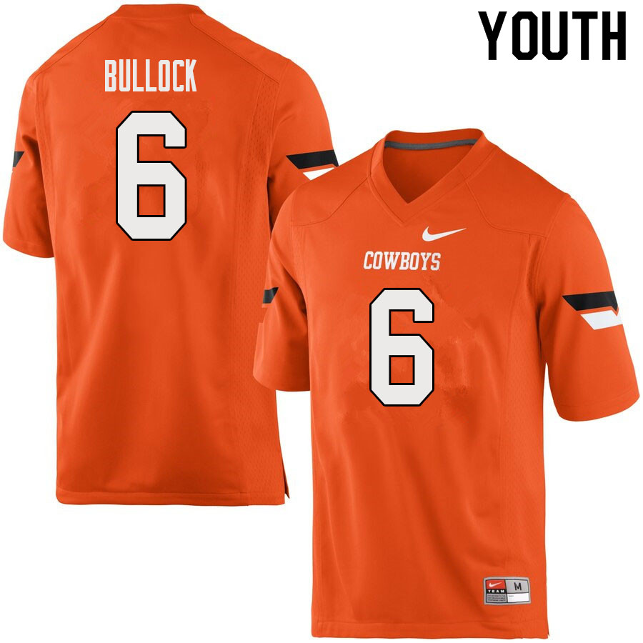 Youth #6 Ethan Bullock Oklahoma State Cowboys College Football Jerseys Sale-Orange - Click Image to Close